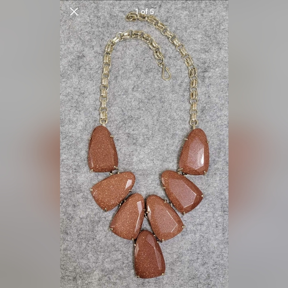 Harlow Necklace in Goldstone & Gold